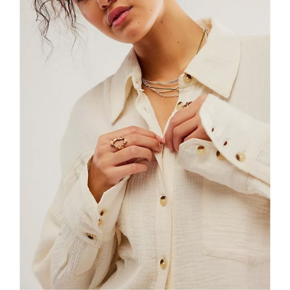 FREE PEOPLE We The Free Cardiff Top in Optic White•Size Small•NWOT - Picture 2 of 12